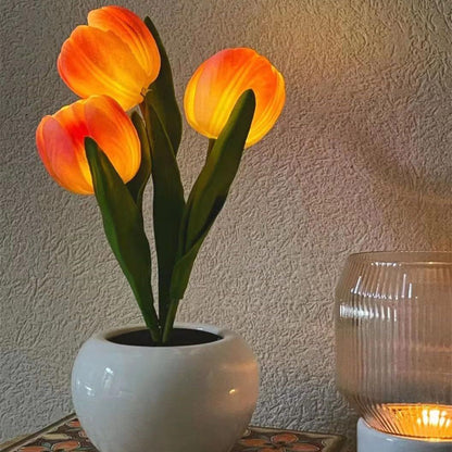 Tulip Lamp - LED Replica Tulip Table Lamp with Flower Vase for Desktop Decoration. Suitable for home, living room, desktop decoration, holiday gifts, atmosphere decoration lamps. Powered by USB