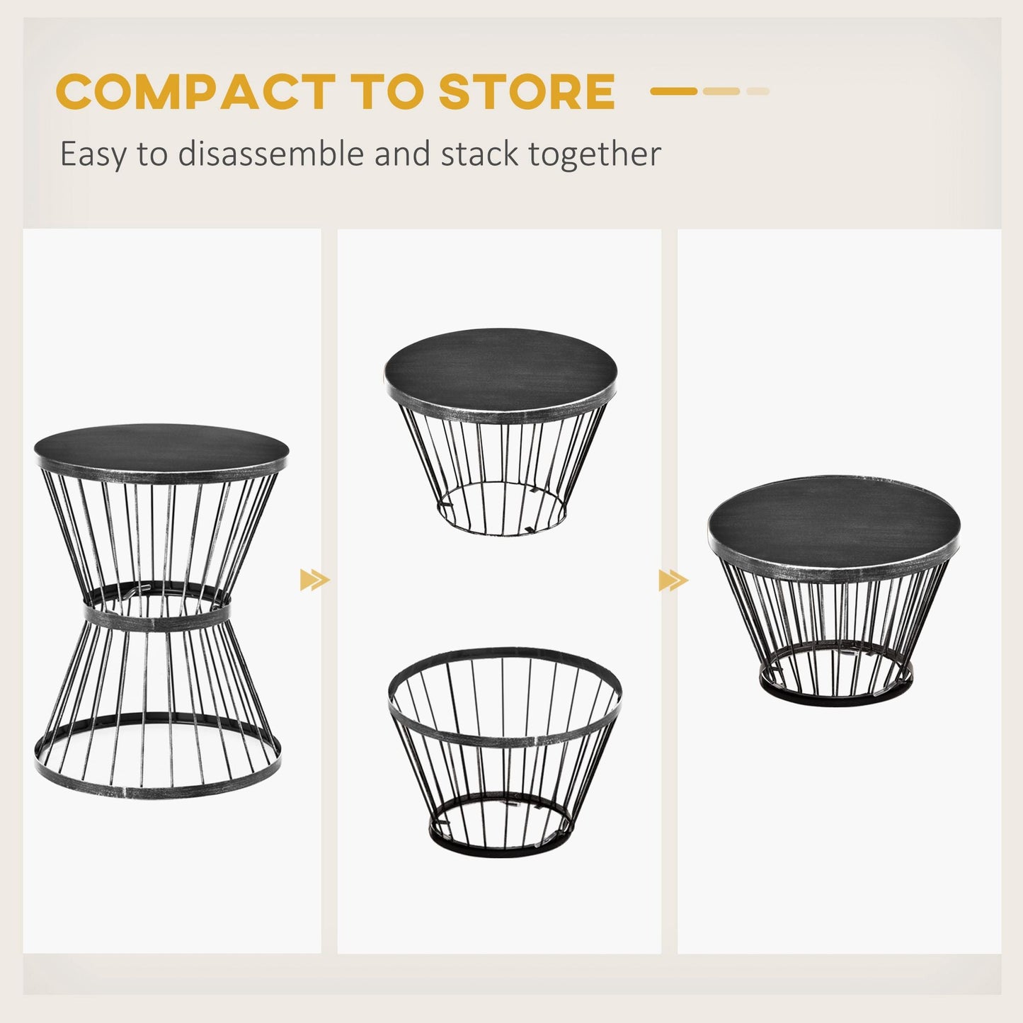 Patio End Table 16" Steel Side Table with Hourglass Design Black Accent Table for Outdoor and Indoor Use