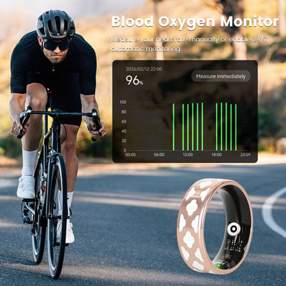 Size7/8/9/10 Options -- 1Pc Smart Ring Health Tracker Fitness/Sleep/Stress/HRV Tracker with Charging Case Magnetic Charging Cable for Women & Men Compatible with iOS & Android 7-Day Battery Life
