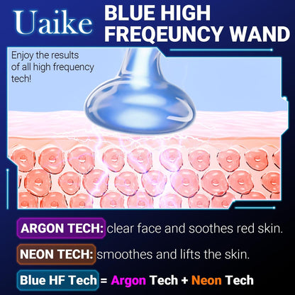 High Frequency Wand 'C Violet Portable Skin Therapy Machine for Anti-Aging - Skin Tightening - Wrinkle Reducing - Dark Circles - 4 in 1