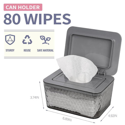 Wipes Dispenser, One-Handed Operation Wipe Holder for Baby & Adult, Seal-Designed Wipes Container for Bathroom Keep Diaper Wipes Fresh
