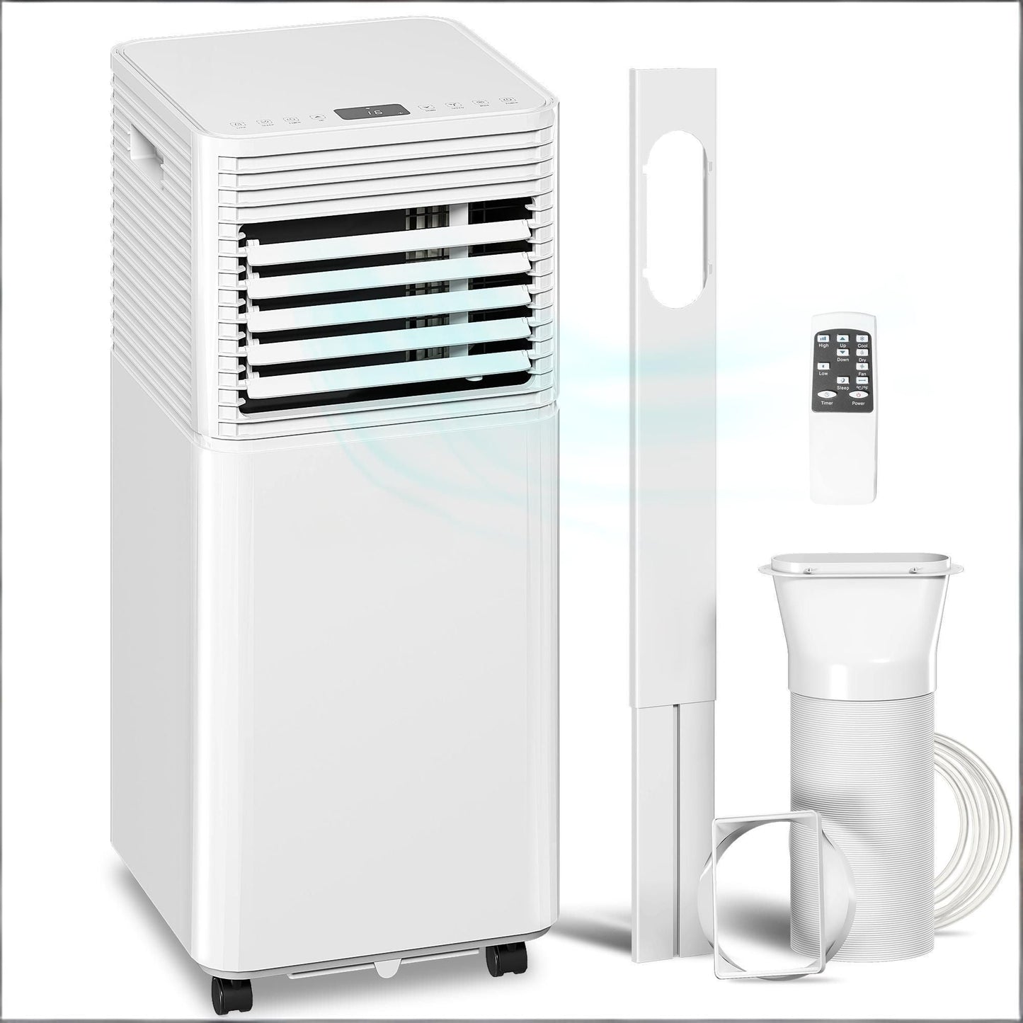 White 10000 BTU Mobile Air Conditioner with Remote Control 24H Timer LED Display for Cooling And Dehumidifying
