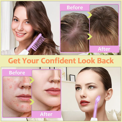 High Frequency Wand 'C Violet Portable Skin Therapy Machine for Anti-Aging - Skin Tightening - Wrinkle Reducing - Dark Circles - 4 in 1