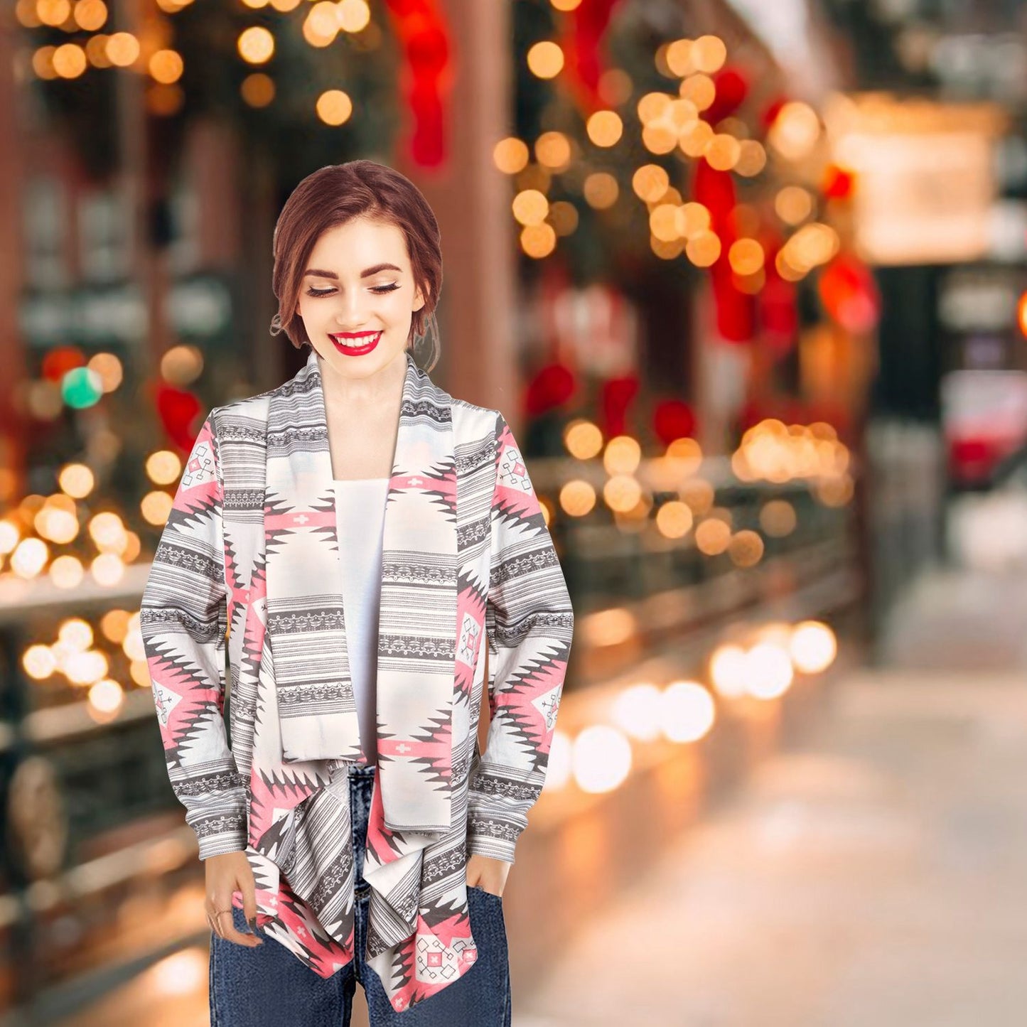 Women Open Front Cardigan Long Sleeve Shawl Neck Breathable Cardigan Well Collection