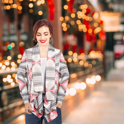Women Open Front Cardigan Long Sleeve Shawl Neck Breathable Cardigan Well Collection