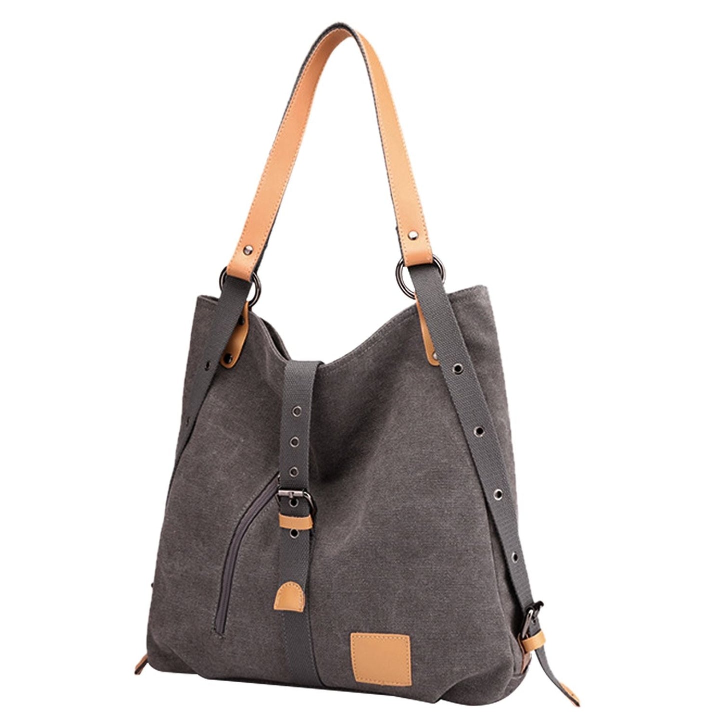 Ladies Canvas Tote Bag Multifunctional Purse Handbag Adjustable Shoulder Rucksack Convertible Backpack Wear-Resistant Dirt-Proof For Women School Office Travel