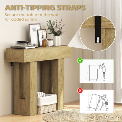42 Inch Console Table, Sofa Table Behind the Couch with Thickened Tabletop for Living Room, Hallway, Entrance, Oak