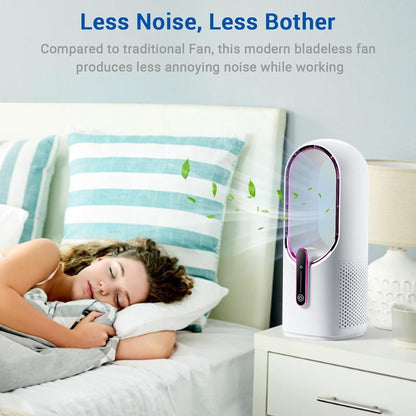 Bladeless Desk Fan, 11.8 Inch Small Rechargeable Fan, Quiet Office Fan, 3 Speeds, Touch Control, Easy to Clean, Desk Fan Small Quiet, Ideal for Home, Office, Travel