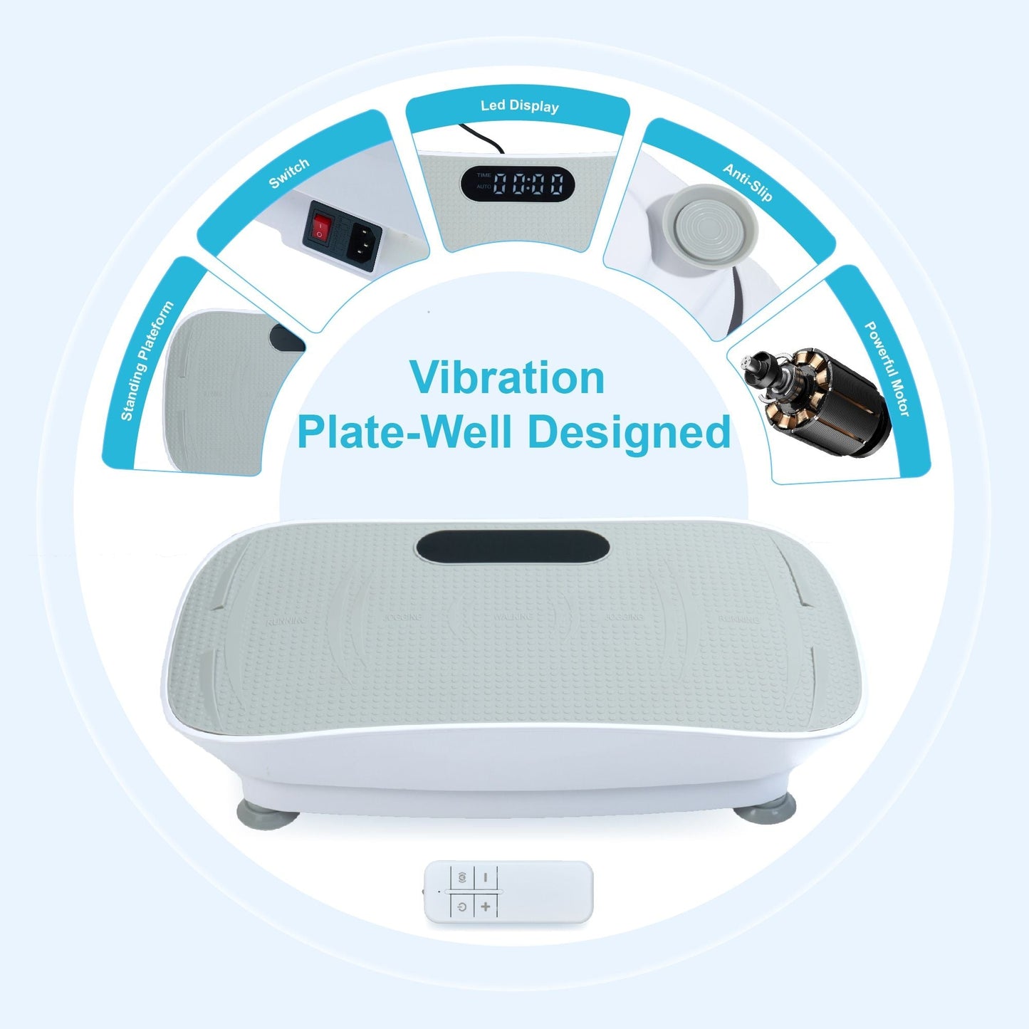 Silent Vibration Platform Crazy Fitness Massage 10-Frequency Weight Loss & Fat Burner Body Shaking Machine For Unisex Grey033