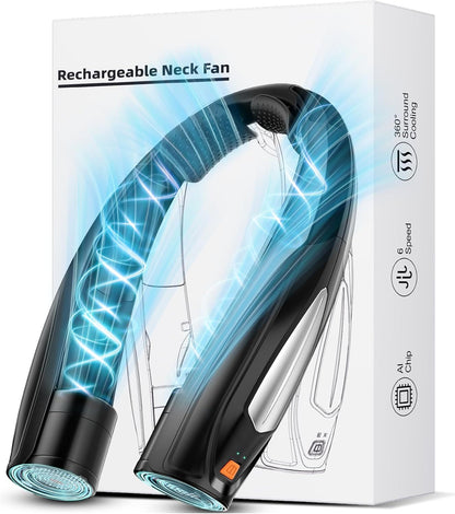 Neck Fan, 6 Speeds Adjustable Portable Personal Fan Rechargeable, Faster Cooling Wearable Fan, Ultra Quiet for Home, Office, Travel, Outdoor