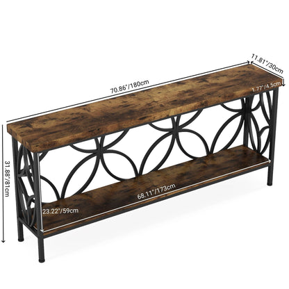 2-Tier Console Table, Industrial Sofa Table Behind Couch