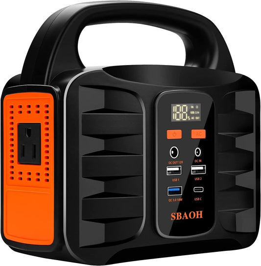 150W Portable Power Station, 155Wh 42000mAh Outdoor Solar Generator 110V AC DC Ports for Home Backup, Outdoor RV Camping, Emergency Lithium Battery Outages,Black(No Solar Panel)