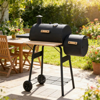 Charcoal barbecue grill, backyard picnic cookware, black