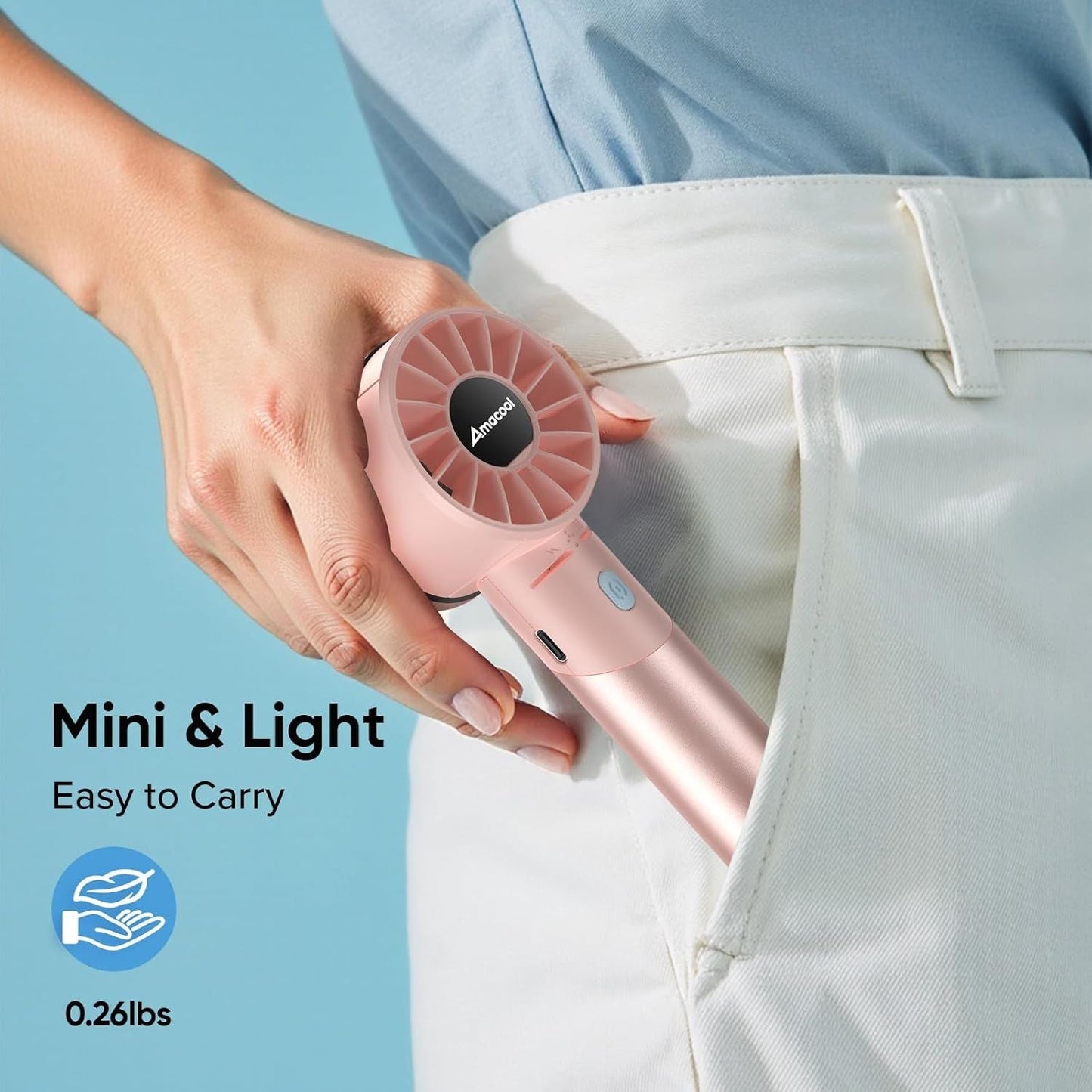 Portable Handheld Turbo Fan, Mothers Day Gifts for Mom Her Women Girl, Cool Metal Body, Rechargeable Battery Personal Fan, Mini Pocket Fans for Camping Outdoor Travel Cruise Makeup Essentials