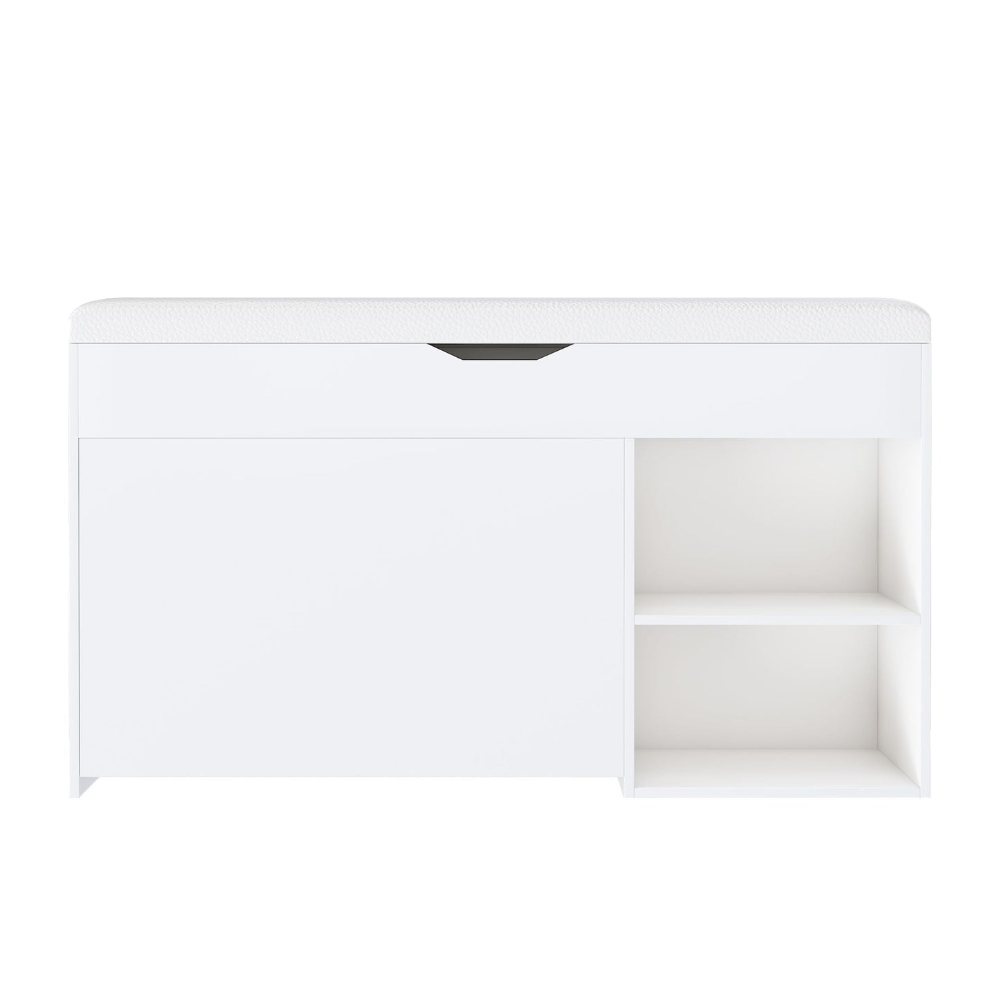 Entryway Bench with Shoe Storage,Adjustable 3-Tier Flip-Up Drawers & Hidden Cabinet,Space-Saving Shoe Organizer,Triple Storage and Modern Design,for Hallway and Living Room
