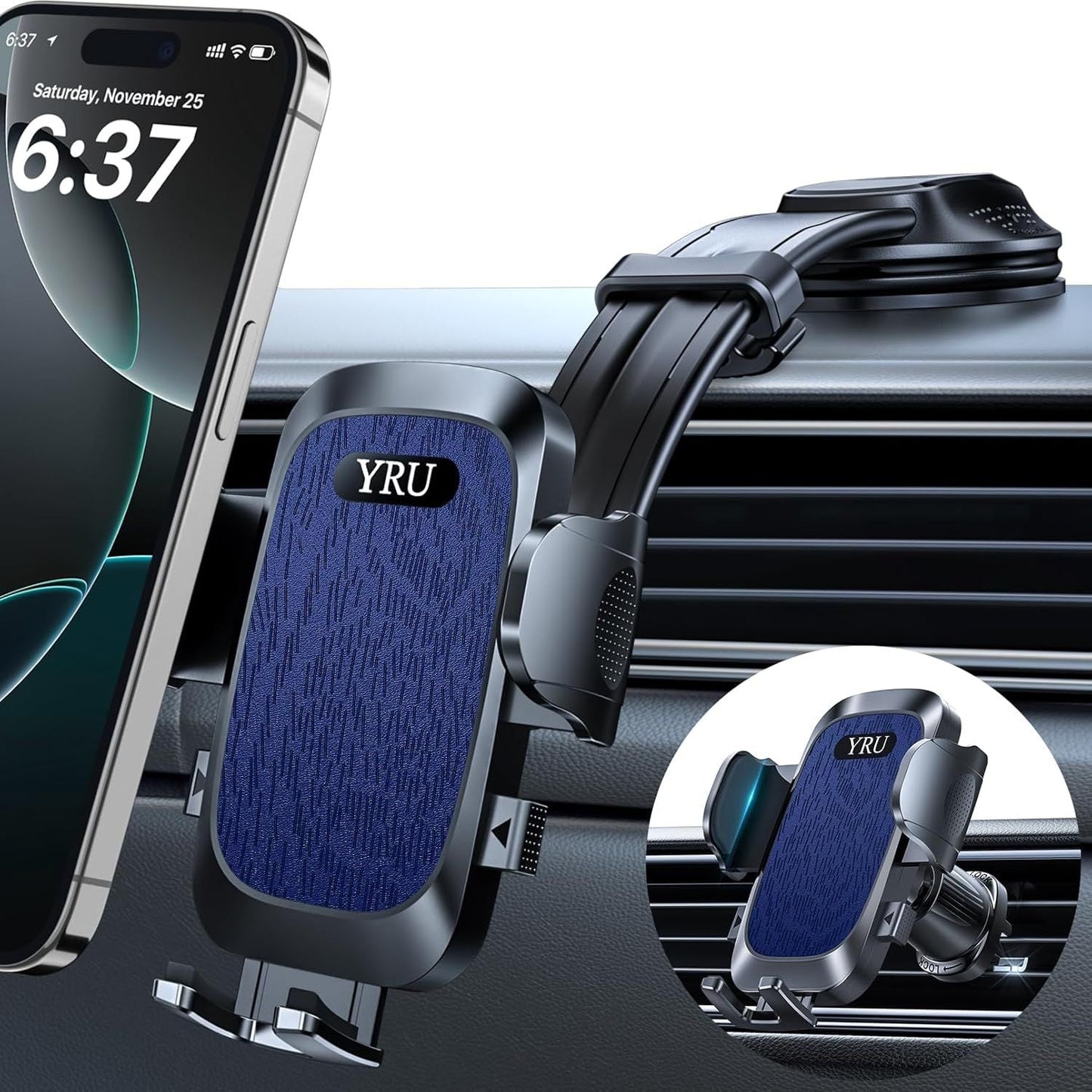2026 Ultimate Car Phone Holder Mount Bendable & Adjustable Aluminum Arm Cell Phone Holder for Car Dashboard Windshield Phone Stand for iPhone 17 16 15 14 Pro Max Samsung Pickup Truck