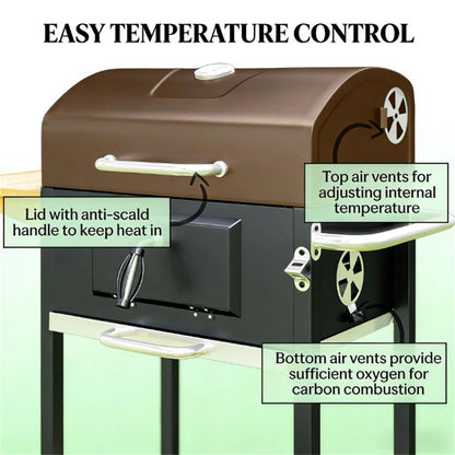 Charcoal barbecue grill, backyard picnic cookware, black