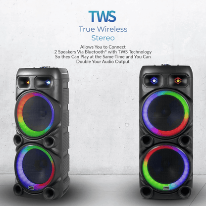 IQ Sound 2x12-Inch Portable Bluetooth Party Speaker