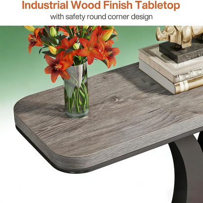 Compact Console Table,Modern Industrial Style Entryway Foyer Table,Sturdy Sofa Table