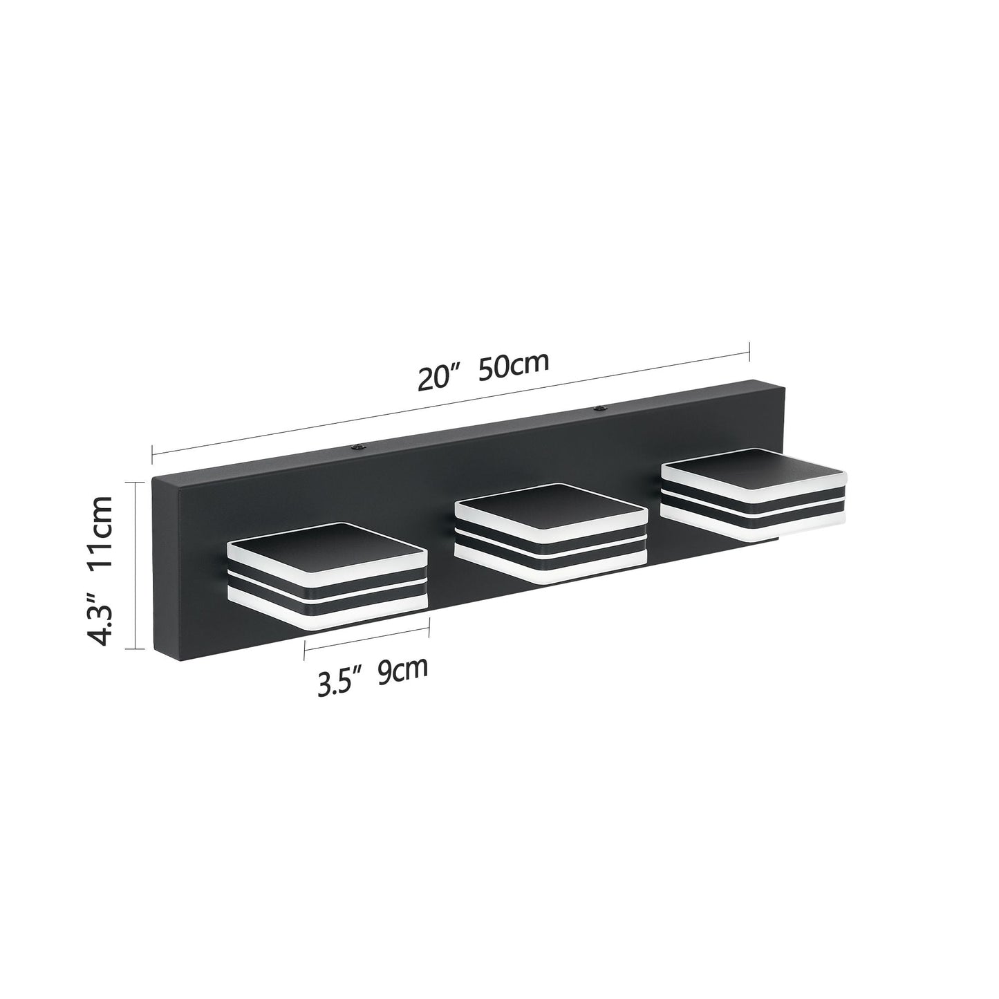 Matte Black Vanity Light Fixtures 3 Lights Up and Down LED Modern Bathroom Vanity Lights Over Mirror Acrylic Black Bath Wall Lighting