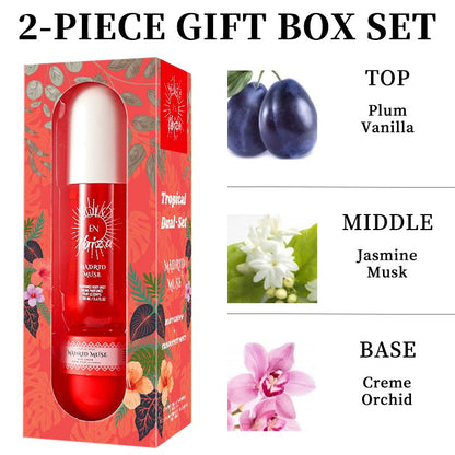 2-Piece Set, SOLO EN IBIZA Body & Hair Fragrance Mist And Body Cream Gift Box For Men And Women, Long Lasting Fragrance, 4 Different Scent, Perfect For Holiday Gifts, Dating, Daily Life, Parties