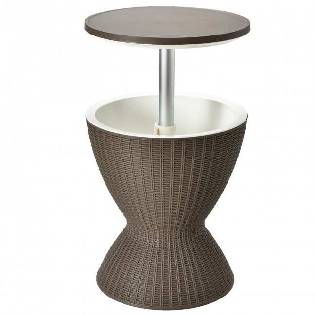 3 in 1 8 Gallon Patio Rattan Cooler Bar Table with Adjust Ice Bucket
