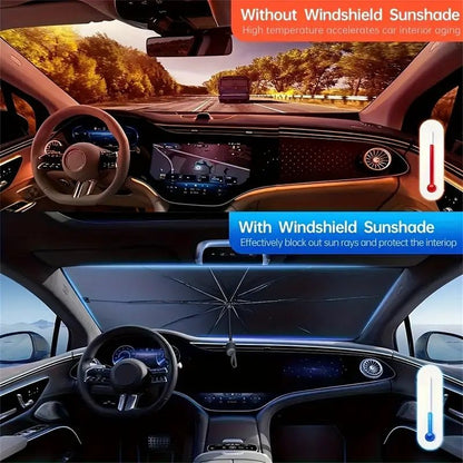 2025 Upgraded U.S. General Purpose Version Rainbow Umbrella Car Windshield Sunshade - UV Blocking, Heat Insulating, Scratch Resistant Handle, 10 Layer Fabric, Foldable Sun Visor, 55x31.5 Inches - Univ