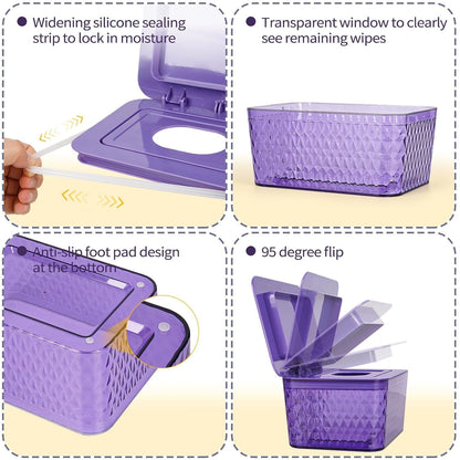 Wipes Dispenser, One-Handed Operation Wipe Holder for Baby & Adult, Seal-Designed Wipes Container for Bathroom Keep Diaper Wipes Fresh