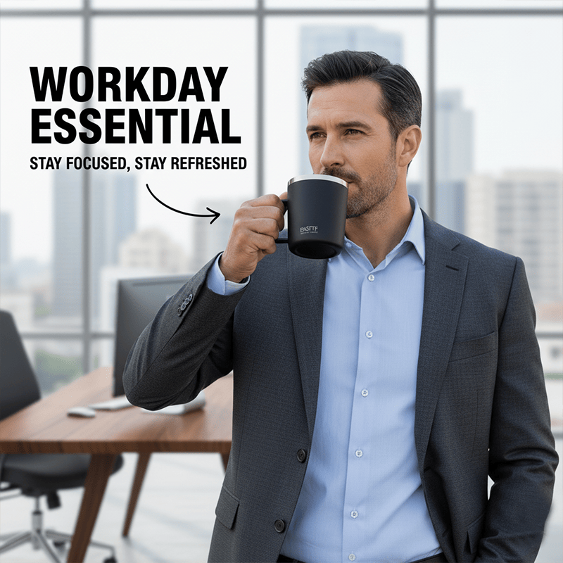 Insulated Stainless Steel Coffee Mug with Leak-Proof Lid – Reusable Office/Trave