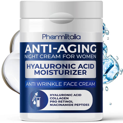 Night Cream for Women Anti aging Retinol Night Cream for Face Wrinkle Cream for Women Overnight Collagen Repair Hyaluronic Acid Face Moisturiser with Niacinamide Peptides Made in Italy