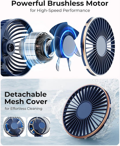 Portable Handheld Fan, Portable Fan Rechargeable, 4000mAh, 180° Adjustable, 6 Speed Wind, Display Electricity in Real Time, USB Rechargeable Foldable F an, Quiet Personal Fan as Power Bank