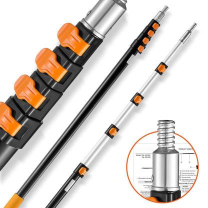 Telescoping Pole, 6 to 24 FT Pole, Extension Multi-Purpose Pole, Sturdy Aluminum Alloy Paint Extendable Pole with Flip-Lock Design, Telescopic Pole for Painting, Dusting and Cleaning