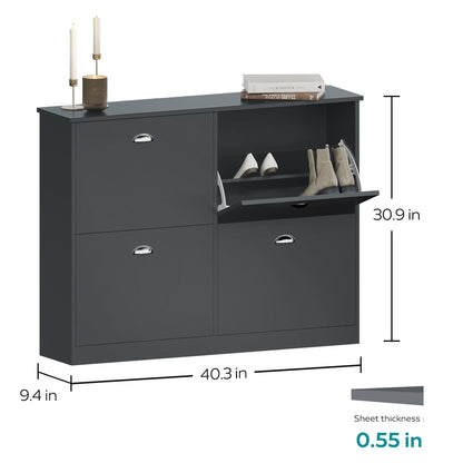 Shoe Cabinet,Hidden Slim Narrow Shoe Rack Cabinet with 4 Drawers for Entryway, Foyer,Hallway,Bedroom