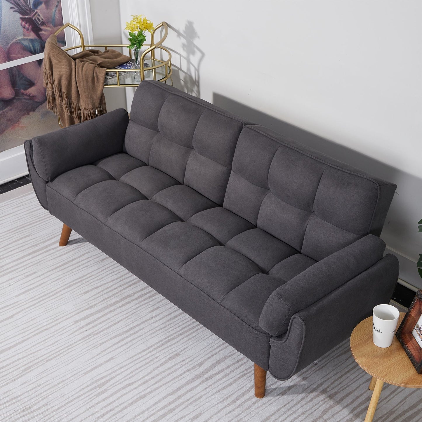 75" Flared Arm Convertible Sleeper Sofa-Dark Gray