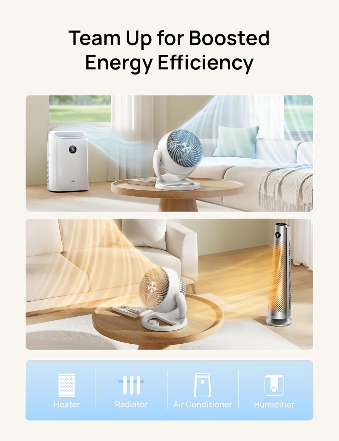 Fan for Bedroom, 12 Inches, 70ft Powerful Airflow, 25db Quiet Table Air Circulator Fans for Whole Room, 120° Adjustable Tilt, 3 Speeds, Desktop Fan for Home, Office, Kitchen