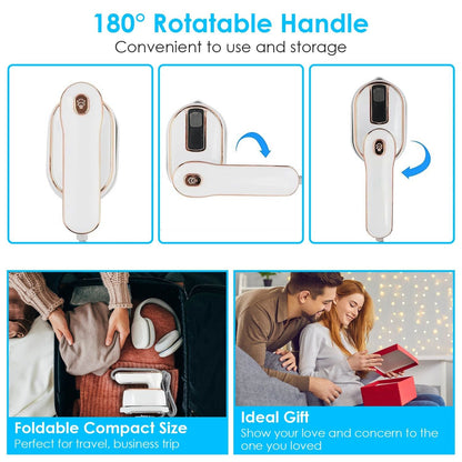 1000W Portable Handheld Steamer for Hang Flat Ironing Travel Garment Steamer with 180° Rotatable Handle 10S Fast Heating Clothing Wrinkles Remover for Home Office Travel