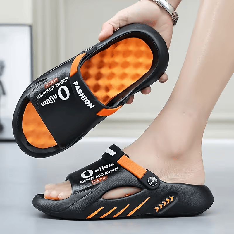 Platform Men's EVA Clog Slippers, Trendy Hole Design Mule Slides with Back Strap, Cushioned Elevated Casual Shoes for Summer, Streetwear, Indoor, Outdoor