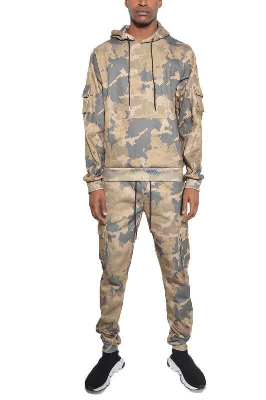 Premium Full Camo Cotton Hoodie Sweat Set - Perfect for Outdoor Adventures