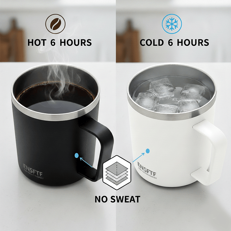 Insulated Stainless Steel Coffee Mug with Leak-Proof Lid – Reusable Office/Trave