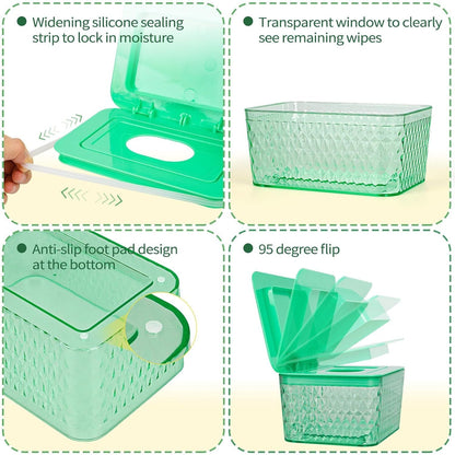 Wipes Dispenser, One-Handed Operation Wipe Holder for Baby & Adult, Seal-Designed Wipes Container for Bathroom Keep Diaper Wipes Fresh