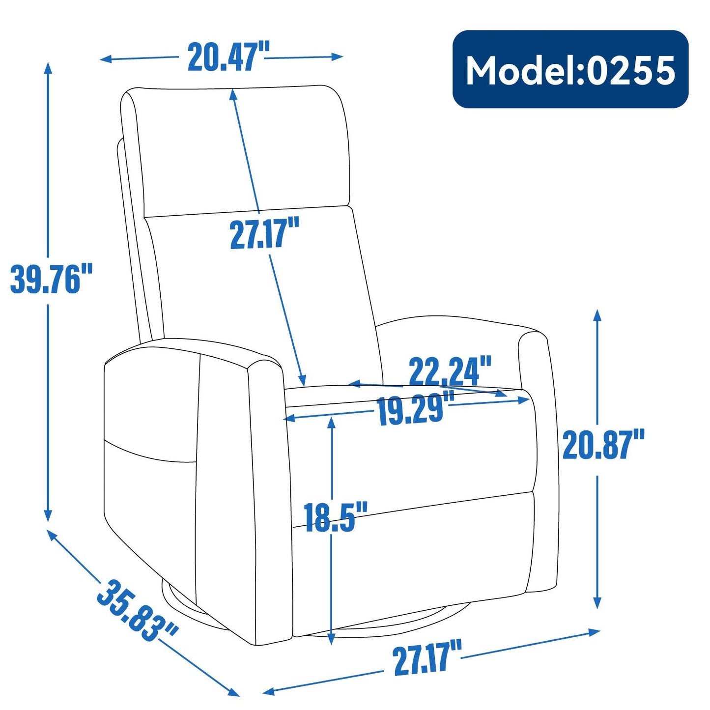 Heat Massage Manual Recliner Chair with Rocker and Swivel in Fabric for Living Room, Beige