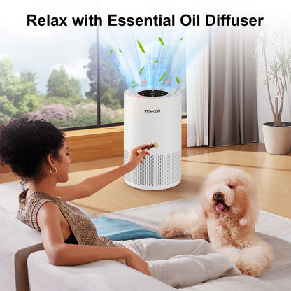 TENKER AP-6980 Air Purifier White US 1300ft² Large Rooms H13 Heap 3-Stage Filtration 3 Speeds 3 Timer w/Light Air Cleaner Machine