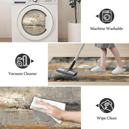 Three-piece kitchen rug set, non-slip and washable, abstract pattern kitchen hallway rug, soft and comfortable, suitable for sinks, floors, entrances, hallways and bathrooms.