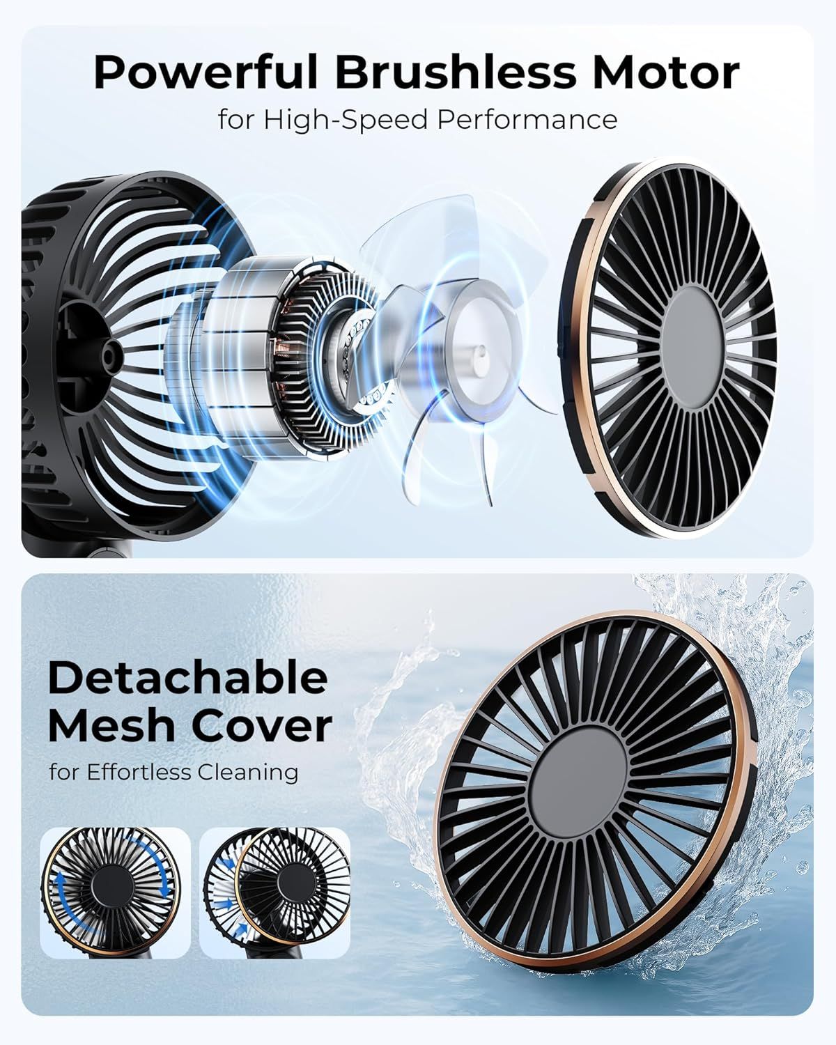 Portable Handheld Fan, Portable Fan Rechargeable, 4000mAh, 180° Adjustable, 6 Speed Wind, Display Electricity in Real Time, USB Rechargeable Foldable F an, Quiet Personal Fan as Power Bank