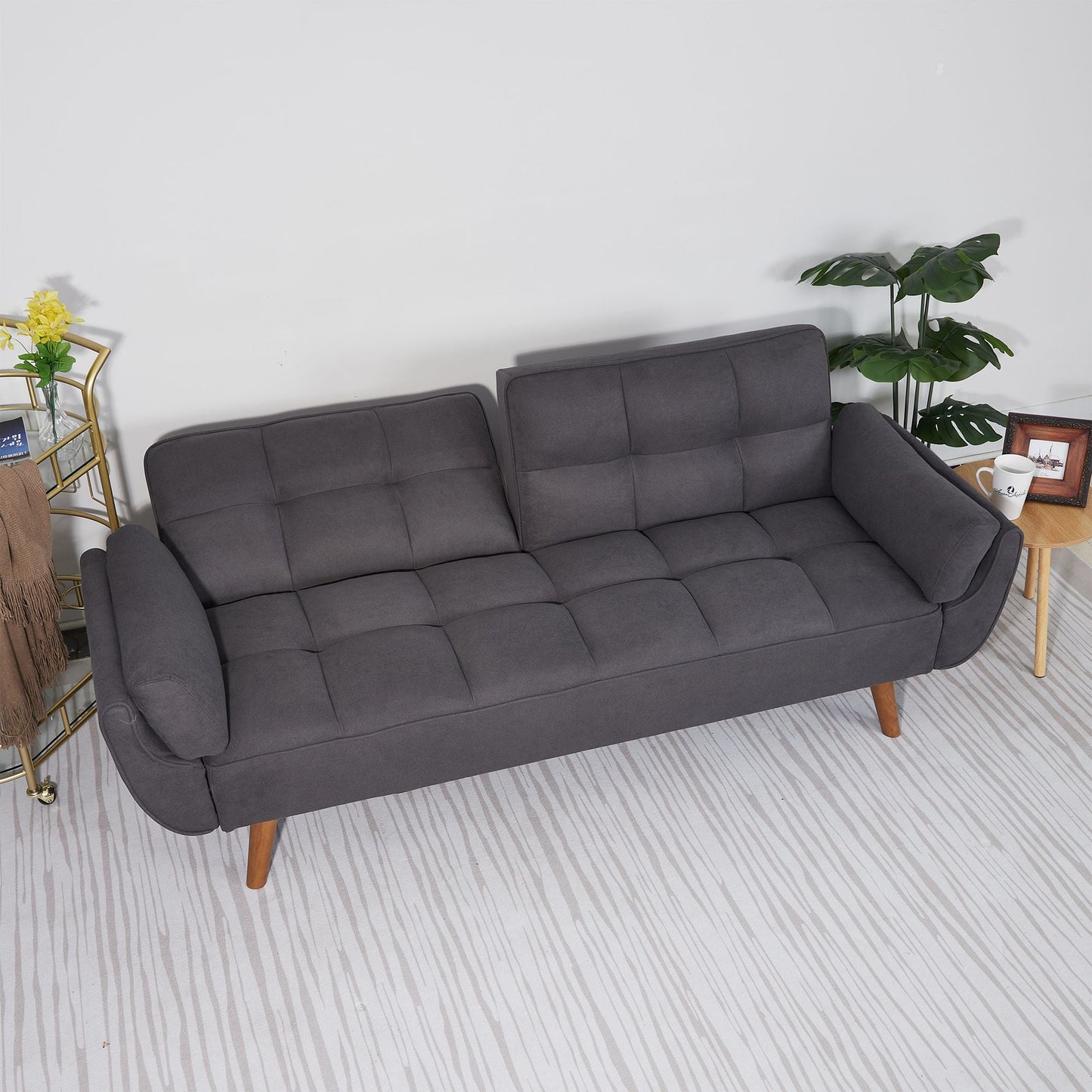 75" Flared Arm Convertible Sleeper Sofa-Dark Gray