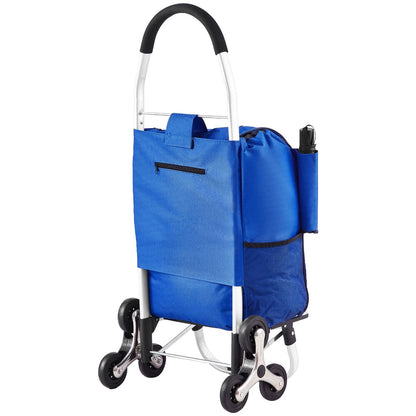 Stair Climber Trolley Dolly, 36L Folding Shopping Cart, Grocery Cart Trolley Laundry Stair Climbing Handcart with 6 Wheels & Oxford Cloth Bag, Foldable Cart for Shopping Grocery Laundry Climbing