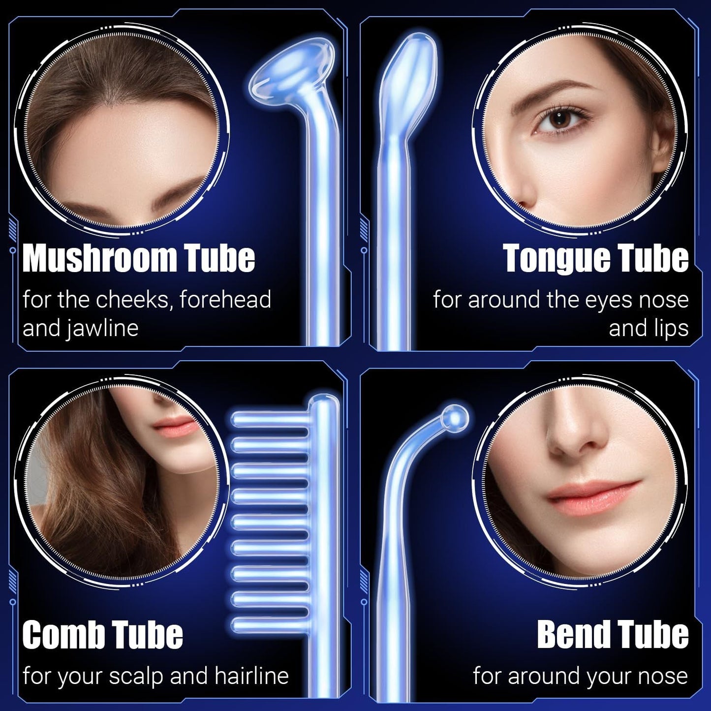 High Frequency Wand 'C Violet Portable Skin Therapy Machine for Anti-Aging - Skin Tightening - Wrinkle Reducing - Dark Circles - 4 in 1