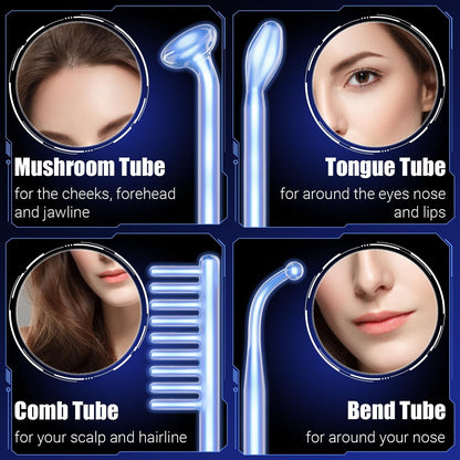 High Frequency Wand 'C Violet Portable Skin Therapy Machine for Anti-Aging - Skin Tightening - Wrinkle Reducing - Dark Circles - 4 in 1