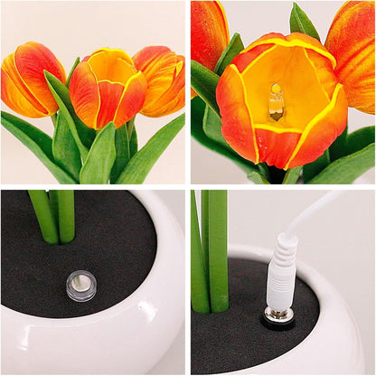 Tulip Lamp - LED Replica Tulip Table Lamp with Flower Vase for Desktop Decoration. Suitable for home, living room, desktop decoration, holiday gifts, atmosphere decoration lamps. Powered by USB