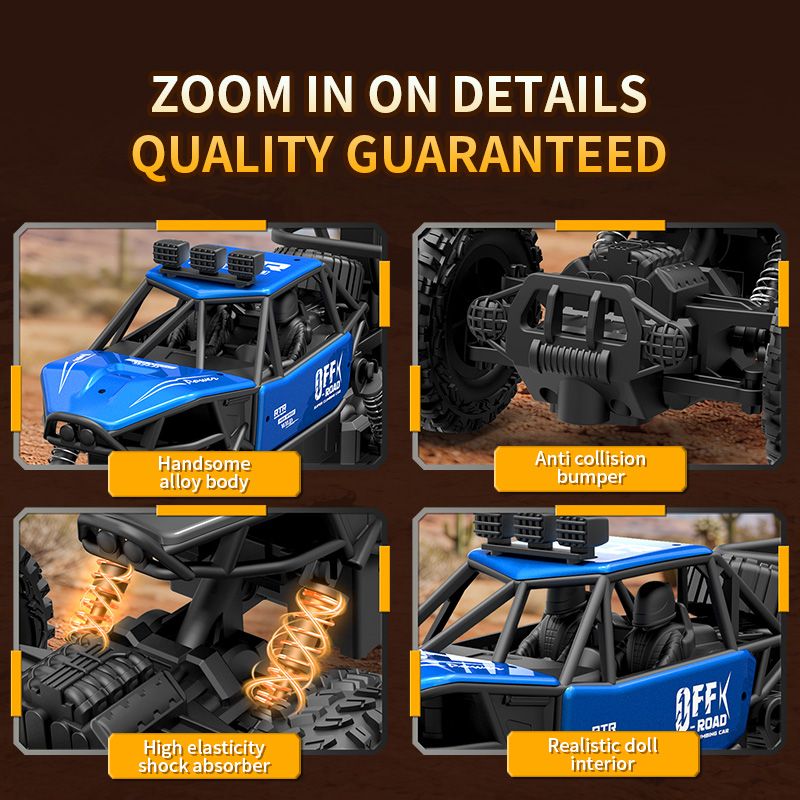 All-terrain Electric Toy Car, Alloy Car, 1:20 Scale Model Car, 2.4GHz R/ C Off-road Car, High-speed Car, with Headlights And Shock Absorption, Birthday Gifts for Kids Over 3 Years Old